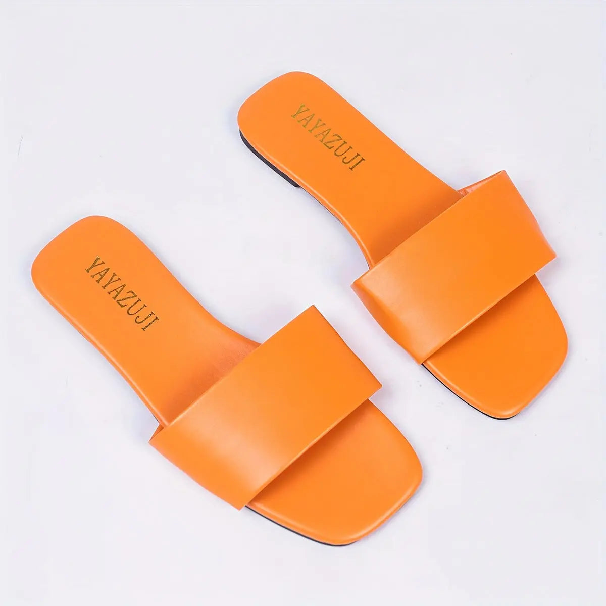 Women's Colorful Slide Sandals - Fashionable Open-Toe Flats with Ankle Strap, Faux Cover Upper & Rubber Sole, Casual Summer Shoes in Red, Green, Yellow, Blue, Brown, Black, White, Summer Footwear | Fashionable Flats | Durable Lady T Fashions