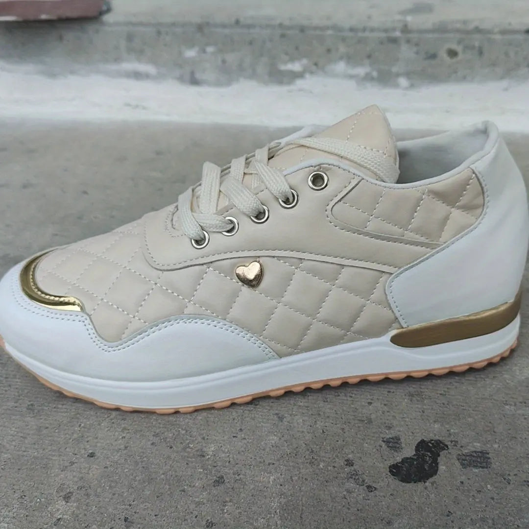 Women's Casual Sports Shoes, Fashion & Versatile Quilted Low Top Sneakers, Outdoor Non Slip Shoes Lady T Fashions