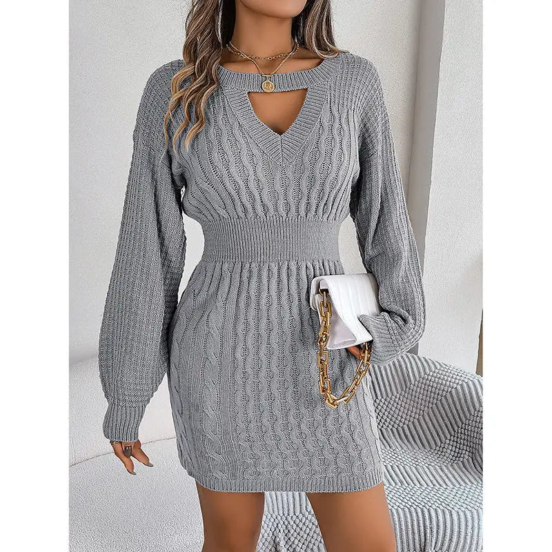 Womens Long Sleeve Sweater Dress Sexy Cut Out Bodycon Mini Fall Dress Trendy Ribbed Ladies Winter Sweater Lady T Fashions