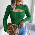 Women's Lightweight Fall Sweater Tops Long Sleeve Round Neck Cutout Pullover Casual Tunic Blouse Lady T Fashions