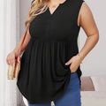 Plus Size Ruched Tank Top - Elegant Button Front, Flattering Ruched Detailing, Soft Notch Neck, Sleeveless, Relaxed Fit - Designed for Plus Size Women, Perfect for Summer, Womens Plus Size Clothing Lady T Fashions