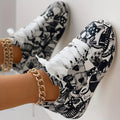 Womens Graffiti Art Sneakers - Stylish Lace-Up Platform Shoes with Comfortable Low Top Design - Perfect for Sports & Casual Wear - Fashionable Skate Style Lady T Fashions
