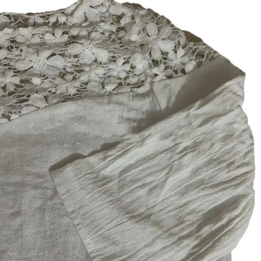Cotton Lace Round Neck Half-length Sleeve Dress Lady T Fashions
