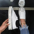 Comfortable Low Top Rhinestone Decor Sneakers - Casual Lace Up Outdoor Shoes for Plus Size Women Lady T Fashions