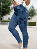 Multi-pocket High-stretch Mid-rise Zipper-hem Skinny Pencil Pants, Urban Style Women's Jeans And Clothing Cargo Jeans Amazon Don't Sell Lady T Fashions