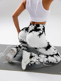 High-Waist Tummy Control Flare Yoga Pants For Women, Tie-Dye Stretch Slimming Bootcut Workout Pants, Fitness & Sports Activewear Lady T Fashions
