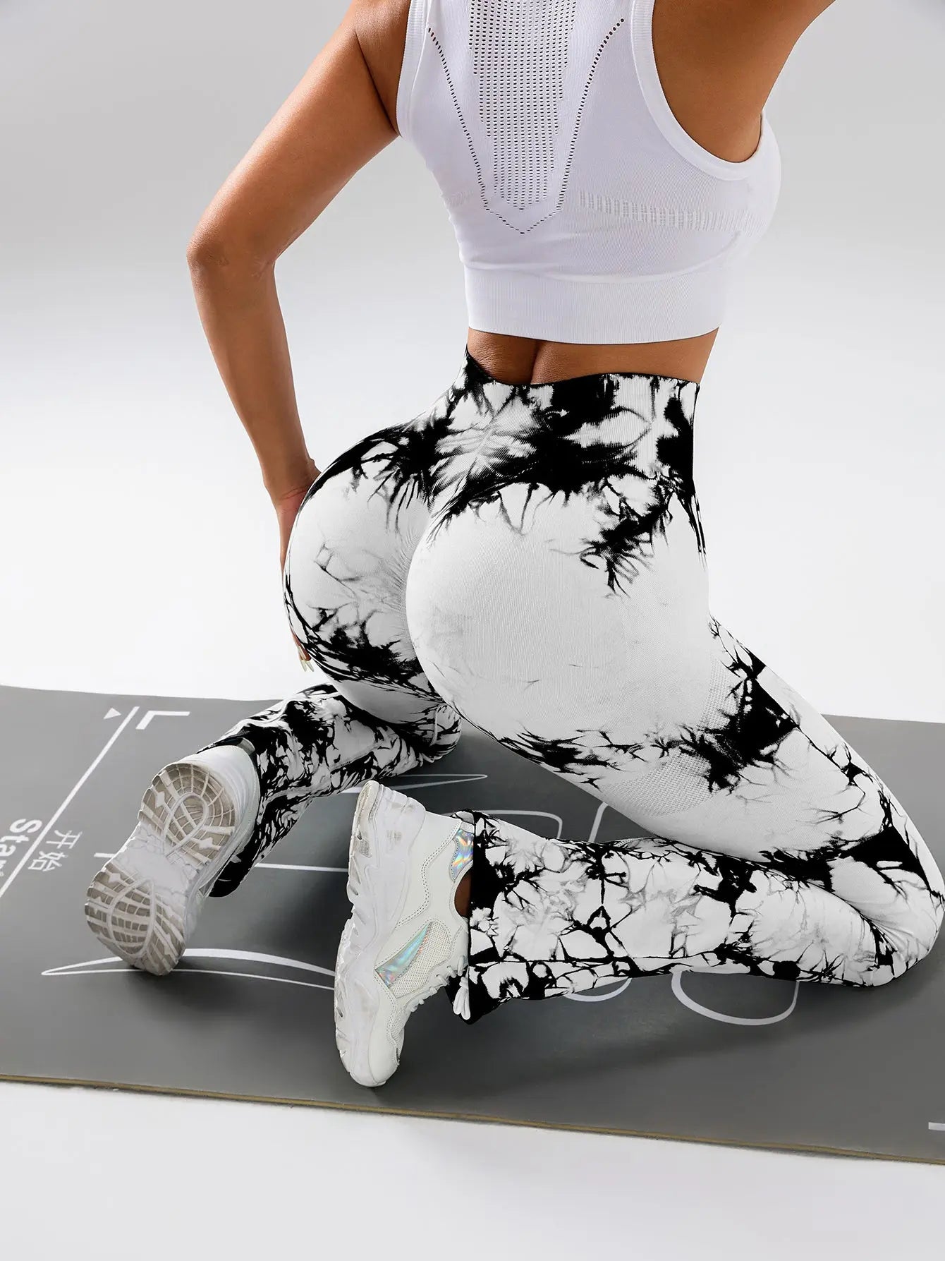 High-Waist Tummy Control Flare Yoga Pants For Women, Tie-Dye Stretch Slimming Bootcut Workout Pants, Fitness & Sports Activewear Lady T Fashions