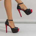 Women's Stiletto Heeled Sandals, Peep Toe Buckle Strap Platform Shoes, Women's Fashion Pumps Lady T Fashions