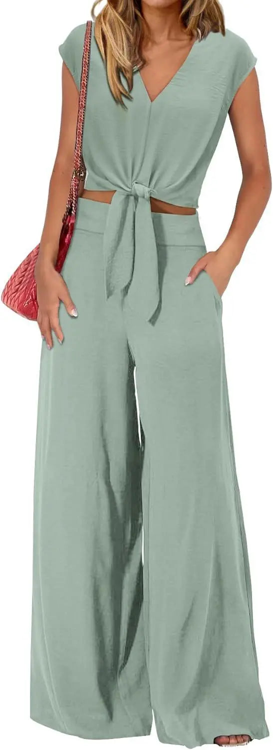 High Waist Slim-fit Wide-legged Pants Suit Lady T Fashions