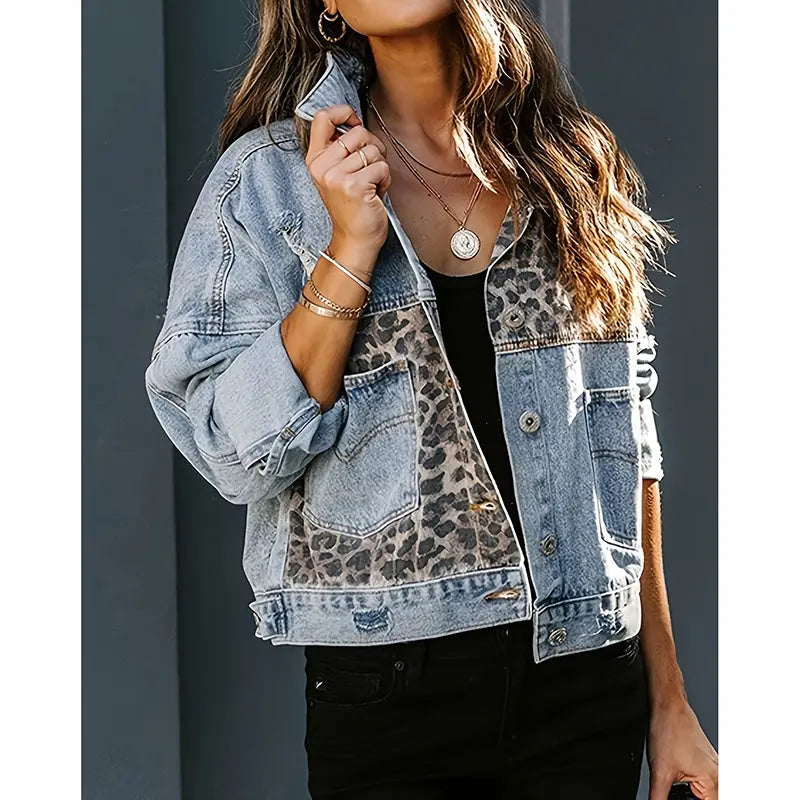 Women's Cropped Distressed Denim Jacket Ripped Button Down Jean Jacket Long Sleeve Casual Streetwear Coat Lady T Fashions