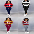 Women's Clothing Sweater Stitching Hooded Casual Sports Suit Lady T Fashions