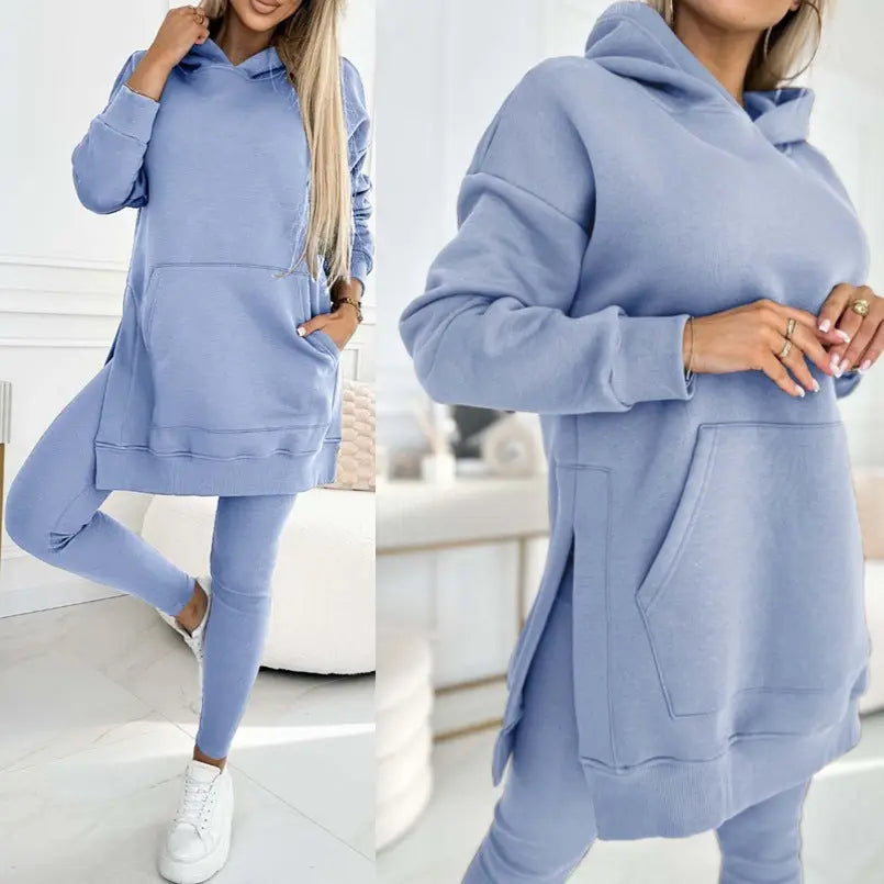 Sports Casual Hooded Sweater Thickened Underwear Leggings Two-piece Suit Lady T Fashions