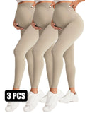 3 Pack Maternity High-Waisted Seamless Yoga Pants For Women - Tummy Support Fitness Leggings Lady T Fashions