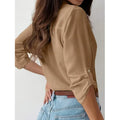 Womens Button Down Shirts V Neck Rolled Up Long Sleeve Tops Elegant Dressy Blouses Business Casual Outfits Lady T Fashions