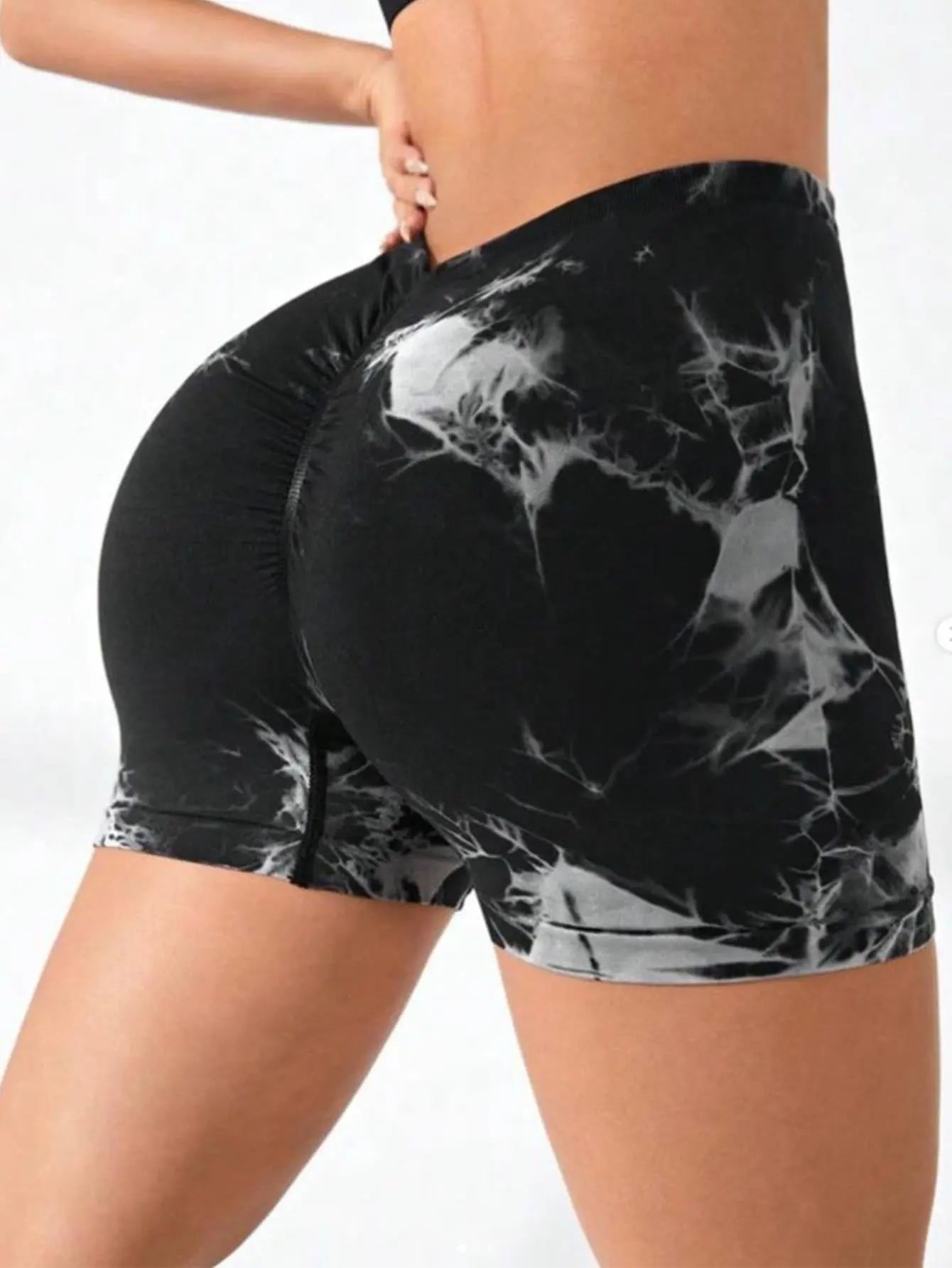 3 PACK Tie Dye Active Wear Shorts, Women Workout Shorts, High Waisted Contour Gym Yoga Biker Shorts, V Back Booty Biker Workout Gym Running Shorts Lady T Fashions