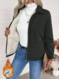 Casual Solid Color Zipper Fleece Jacket, Autumn Winter Lady T Fashions
