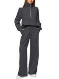 Solid Color Long-sleeved Sweater Trousers Suit Women's Suit Lady T Fashions