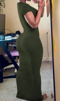 Women SpringSummer Casual Solid Color Bodycon Dress Lady T Fashions