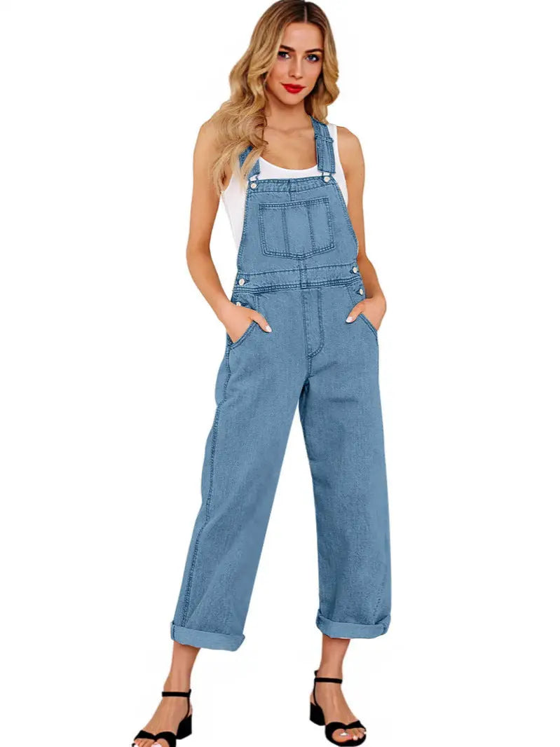 Loose Women's Denim Suspender Pants Lady T Fashions