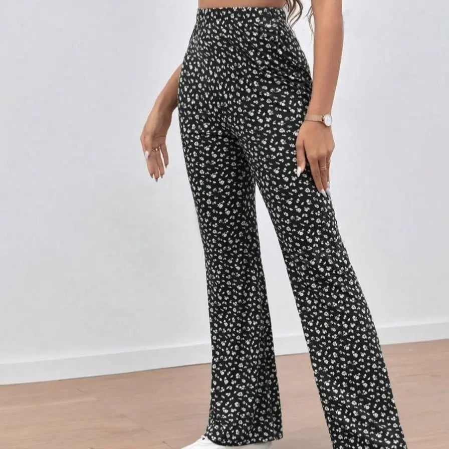 Ladies' Fashionable Casual High Waisted Pencil Geometric Printed Pants Lady T Fashions