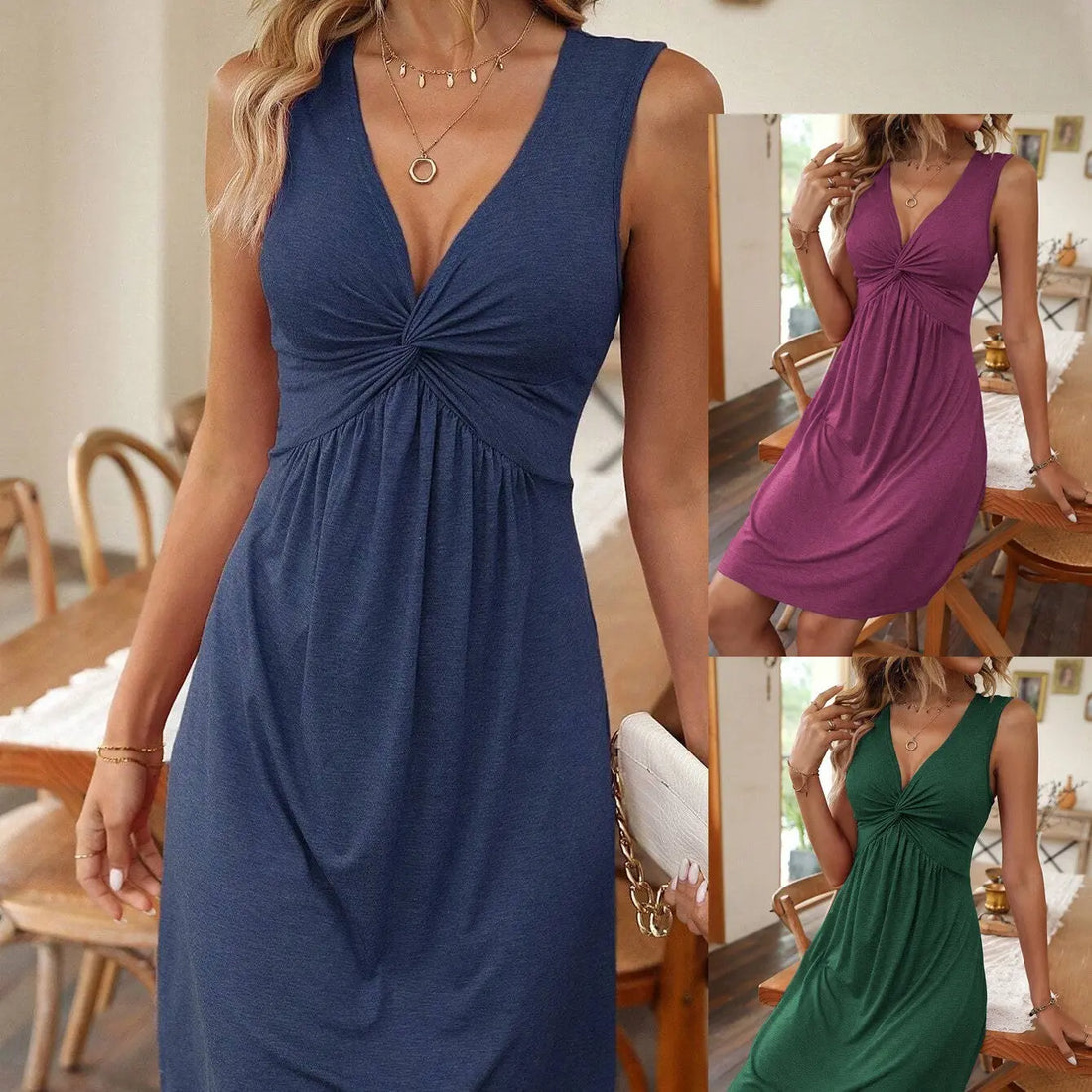 Knitted Fabric Hot Girl Design Sense Waist Slimming Dress Lady T Fashions