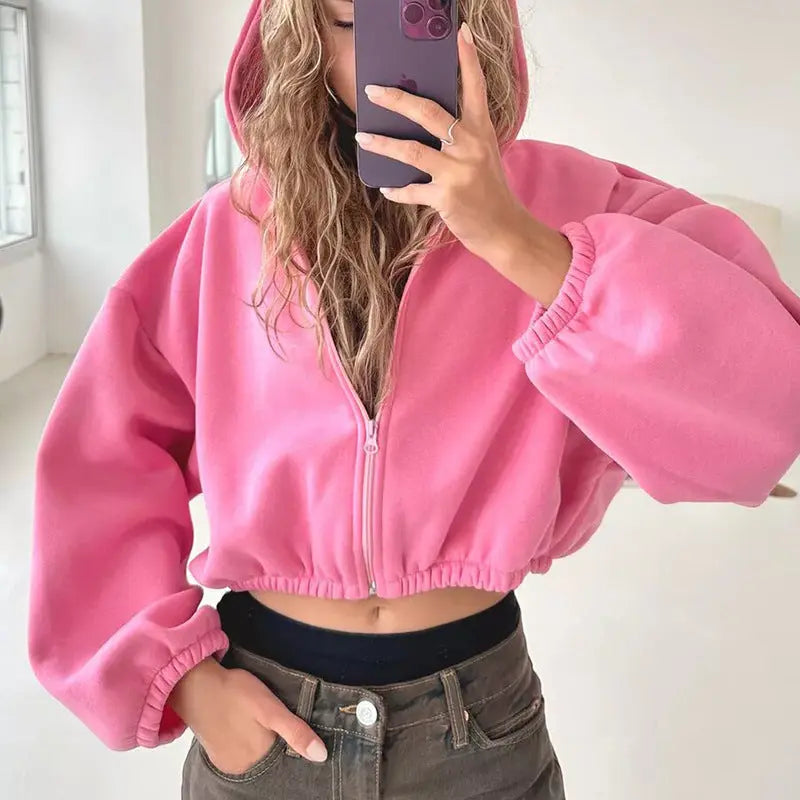 European And American Casual Women's Solid Color Hoodies Lady T Fashions