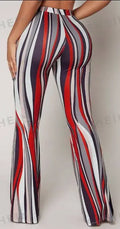 Striped High Waist Flared Leg Pants Lady T Fashions
