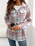 Women's Casual Vintage Plaid Front Button Loose Shirt For Spring Autumn Lady T Fashions