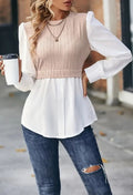 Wavy Stripes Stitching Fashion Temperament Blouse Lady T Fashions