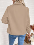 Casual Solid Color Zipper Fleece Jacket, Autumn Winter Lady T Fashions