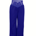 Ladies' Solid Color High Waisted Hollowed Out Fashionable New Product Versatile High Waisted Pants Straight Leg Flared Pants Lady T Fashions