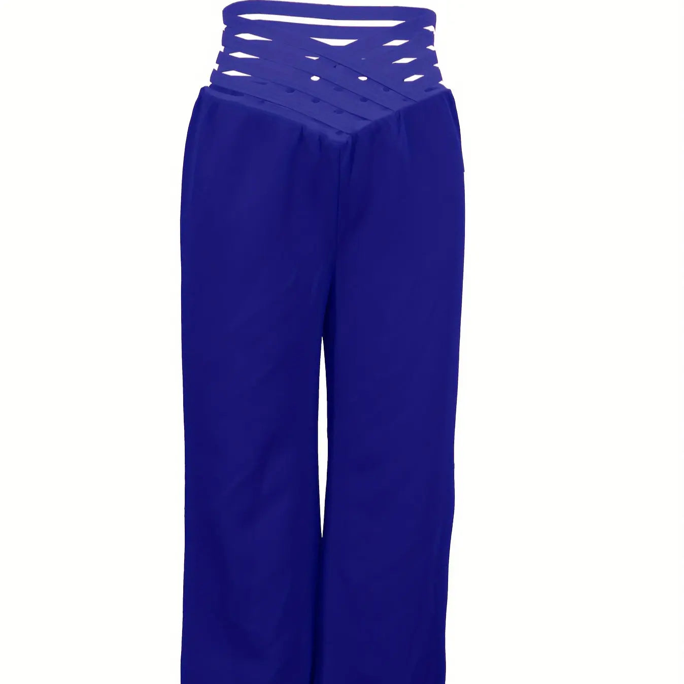 Ladies' Solid Color High Waisted Hollowed Out Fashionable New Product Versatile High Waisted Pants Straight Leg Flared Pants Lady T Fashions