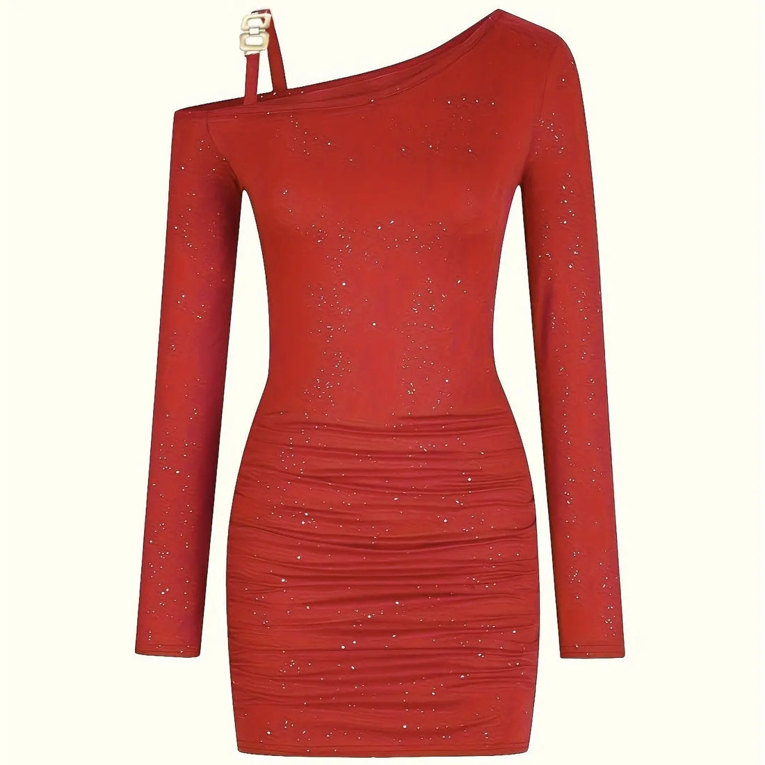 Ladies' Off Shoulder Sexy Solid Color Glossy Tight Fitting Dress Lady T Fashions