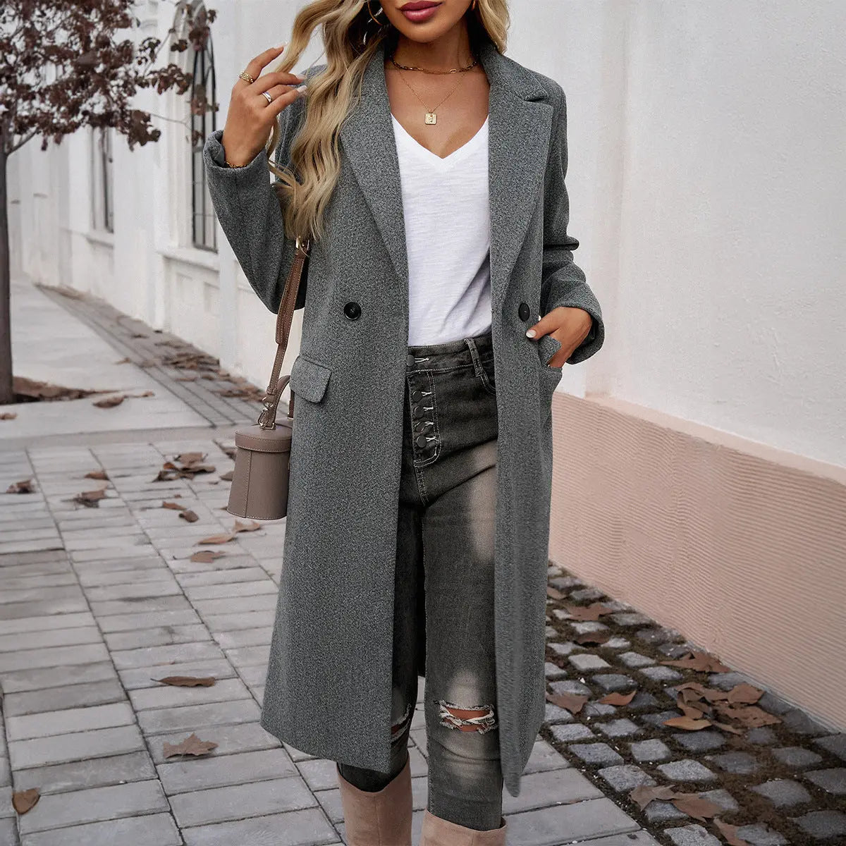 Lady Temperament Commuting Turn-down Collar Coat Lady T Fashions