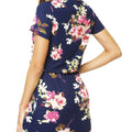 Ladies' Round Neck Floral Print Elegant Drawstring Slanted Pocket Detail Dress Lady T Fashions