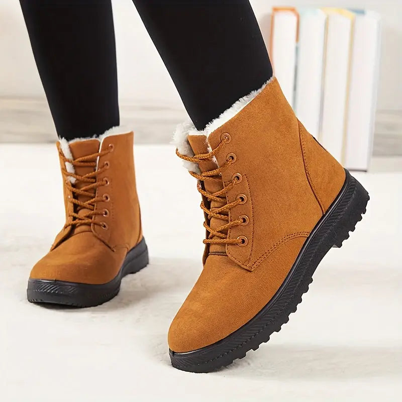[Winter Snow Boots] Slip-Resistant & Plush Lined Women's Winter Snow Boots | PU Sole, Lace-Up Closure, Cushioned Insole - Cold Weather Boots for Everyday & Formal Outfits - Extended Sizes up to US Women's 44 (EU 43) - Black B Lady T Fashions