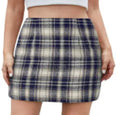 Women's High Waist Plaid Tight Pencil Wool Mini Skirt Lady T Fashions
