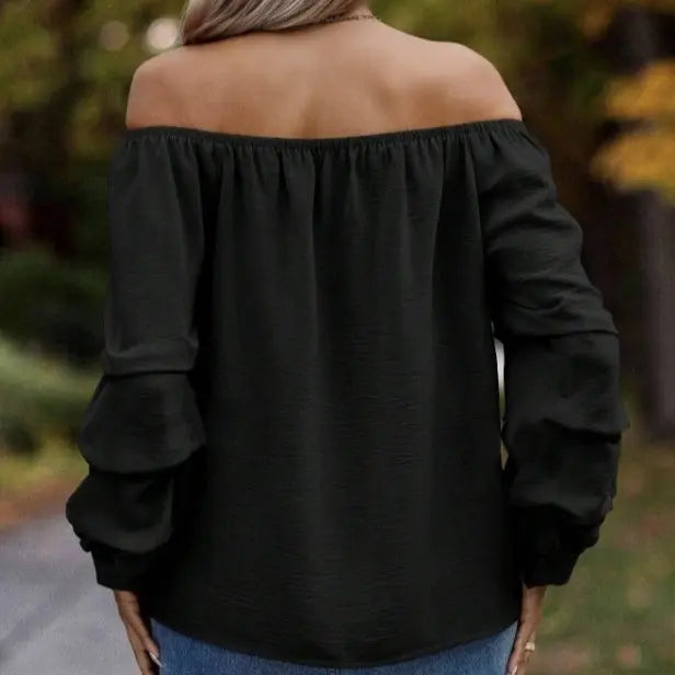 Women's New Solid Color One Shoulder Elastic Design Loose And Comfortable Shirt Top Lady T Fashions