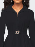 Plus Size Elegant Ruffle High-low Hem Collared Blouse - Comfortable Long Sleeve, Relaxed Casual Style Perfect for Everyday Wear - Designed for Plus-Size Women, Suitable for Spring and Fall Seasons Lady T Fashions
