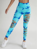 2 Pack New Style Hollow-Out Tie-Dye High-Waisted Tummy-Control Yoga Pants Lady T Fashions