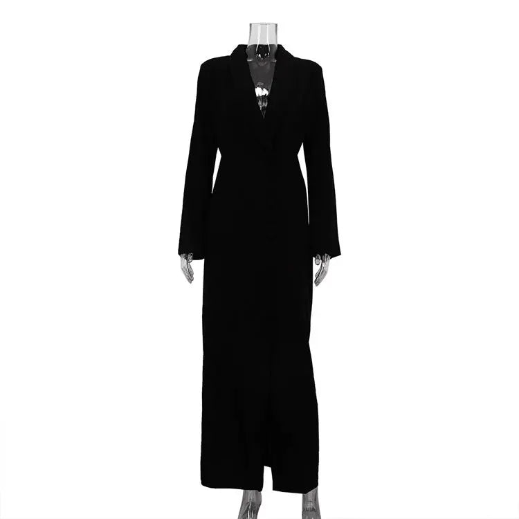 V-neck Long Sleeve High Waist Slit French Dress Lady T Fashions