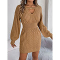 Womens Long Sleeve Sweater Dress Sexy Cut Out Bodycon Mini Fall Dress Trendy Ribbed Ladies Winter Sweater Lady T Fashions