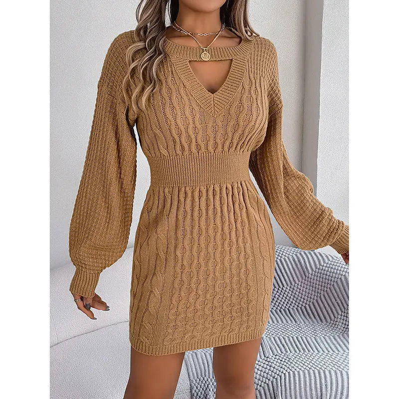 Womens Long Sleeve Sweater Dress Sexy Cut Out Bodycon Mini Fall Dress Trendy Ribbed Ladies Winter Sweater Lady T Fashions