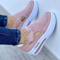 Women's Breathable Mesh Sneakers - Casual Slip-On Platform Shoes with Comfortable Fabric Interior, Low-Top Design, Ideal for Sports and Tennis, Black with White and Pink Accents, Versatile Sneakers|Athletic Wear|Breathable Me Lady T Fashions