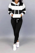 Women's Clothing Sweater Stitching Hooded Casual Sports Suit Lady T Fashions