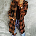 Women's Long Sleeve Plaid Print Button Front Casual Shirt For Spring & Fall Lady T Fashions