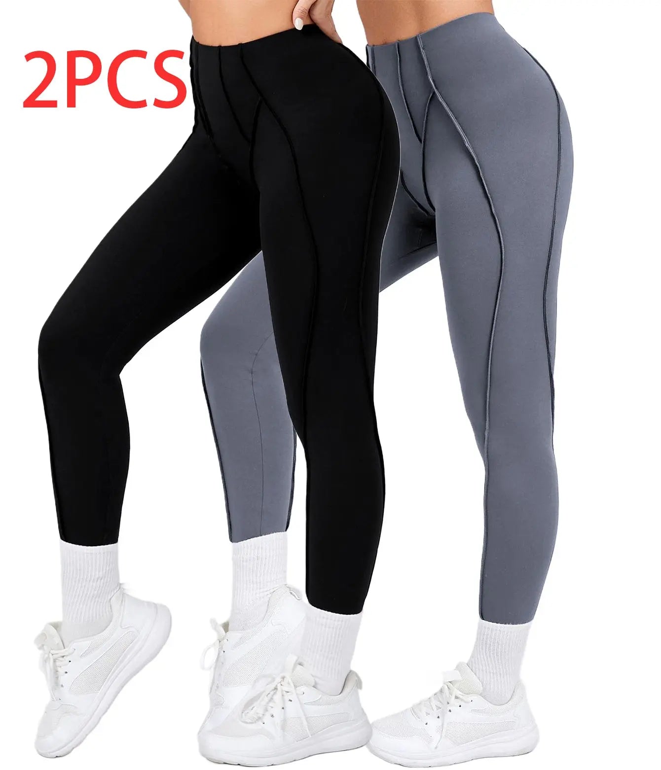 2 Pack Women's Quick Dry High Waist Tummy Control Yoga Pants Workout Leggings With Side Pockets Lady T Fashions