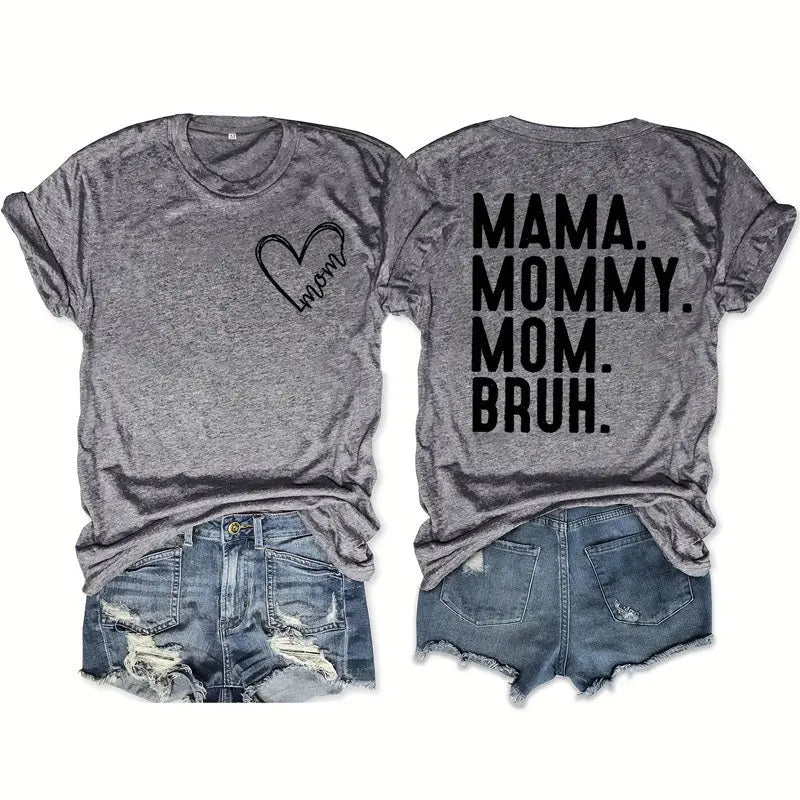 Women's Heart & Letter Print Crew Neck T-Shirt, Casual Short Sleeve Top For Spring & Summer Lady T Fashions