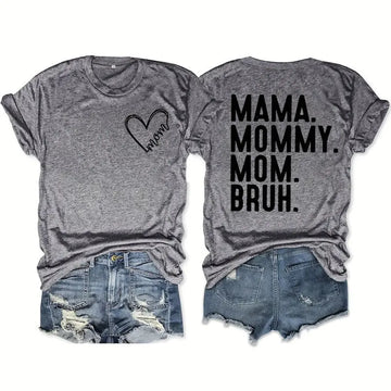 Women's Heart & Letter Print Crew Neck T-Shirt, Casual Short Sleeve Top For Spring & Summer Lady T Fashions