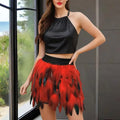 Women's Unique Faux Feather Asymmetrical Mini Skirt - Gothic Party Dance Skirt For Summer Events Lady T Fashions